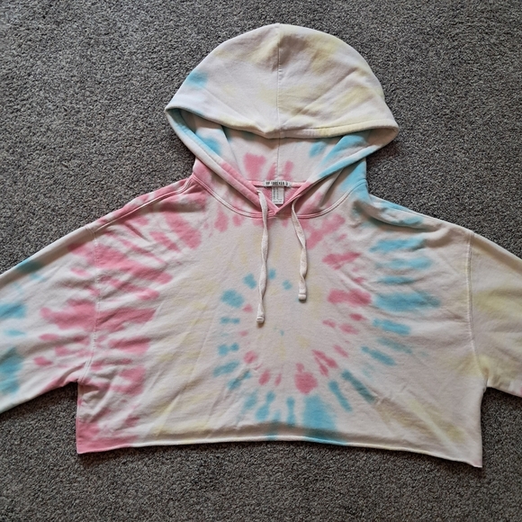 Forever 21 Cropped Tie Dye Hoodie, Size M - Picture 3 of 7